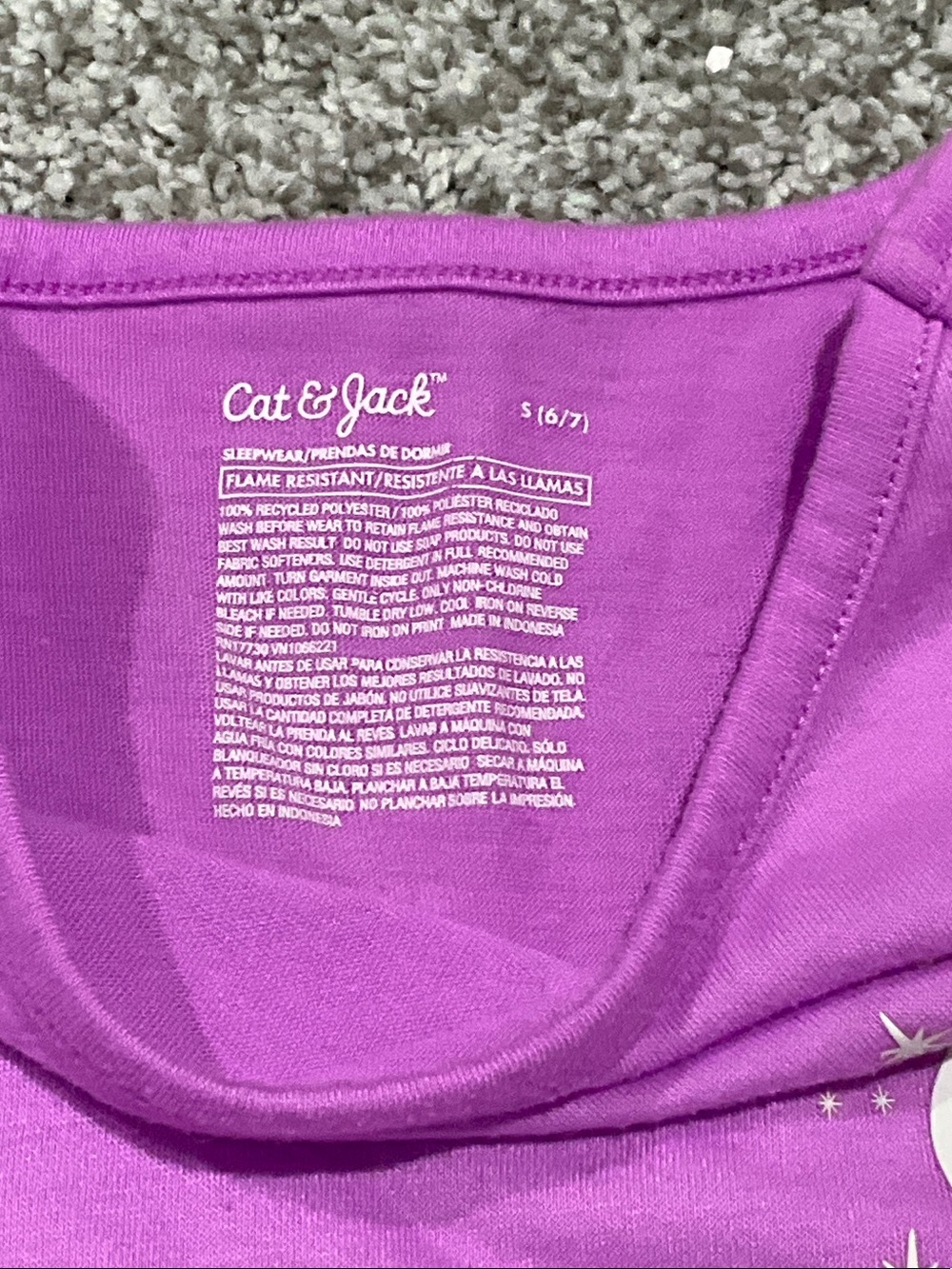 Cat & Jack Pink Puppy and Purple Moon Girls Pajama Set - Picture 5 of 6